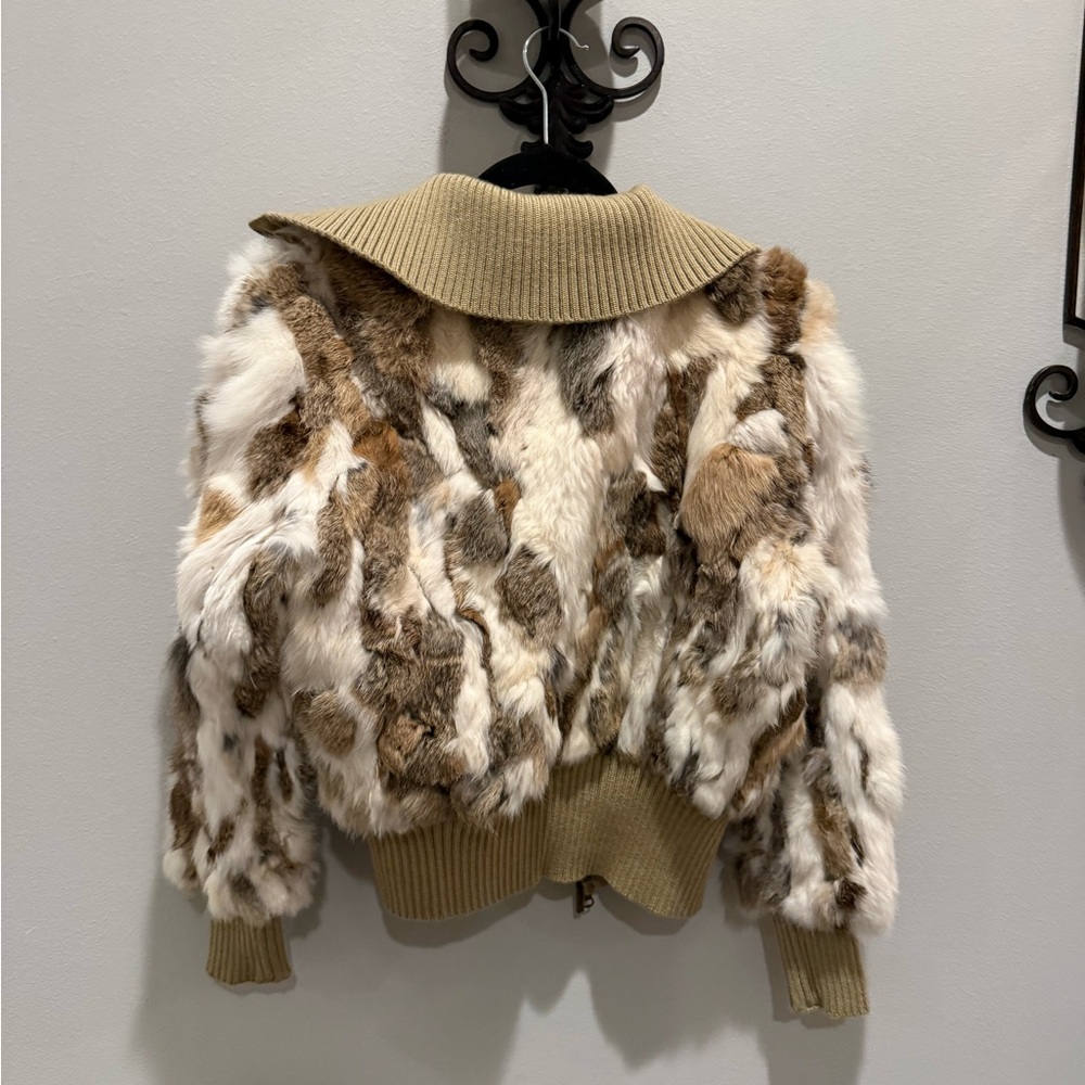 Black Rivet Authentic Rabbit Fur
Bomber Jacket - Picture 2 of 4